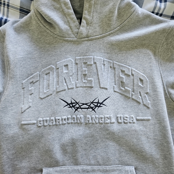 Thrifted Guardian Angel USA "Forever" Logo Hoodie - Men's Medium - Picture 2 of 5